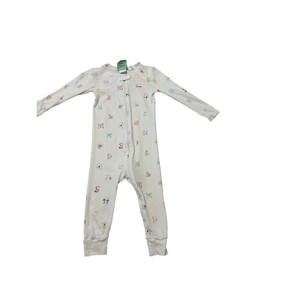 Grace & James Kids 2T White Alphabet Print Long Sleeve Zip Up Onesie - Picture 8 of 8